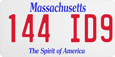 MA license plate 144ID9