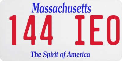 MA license plate 144IE0
