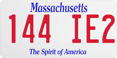 MA license plate 144IE2