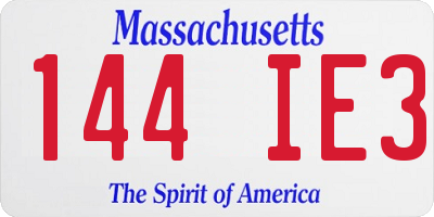 MA license plate 144IE3
