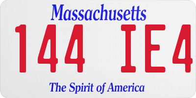 MA license plate 144IE4