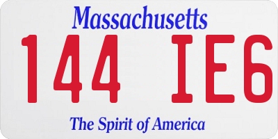 MA license plate 144IE6