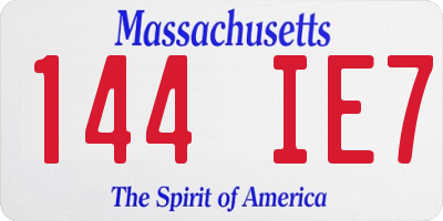 MA license plate 144IE7