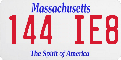 MA license plate 144IE8