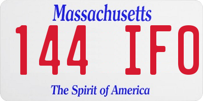 MA license plate 144IF0