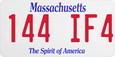 MA license plate 144IF4
