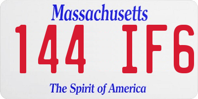 MA license plate 144IF6