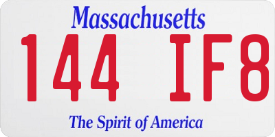 MA license plate 144IF8