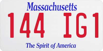 MA license plate 144IG1