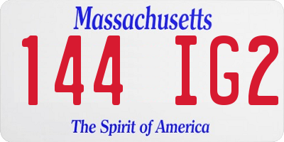 MA license plate 144IG2