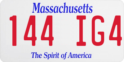 MA license plate 144IG4