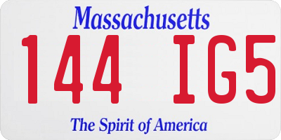 MA license plate 144IG5