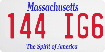 MA license plate 144IG6