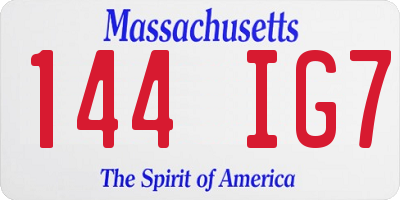 MA license plate 144IG7