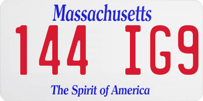 MA license plate 144IG9