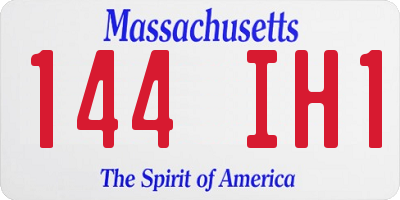 MA license plate 144IH1