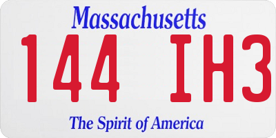 MA license plate 144IH3