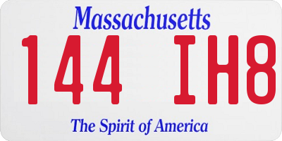 MA license plate 144IH8