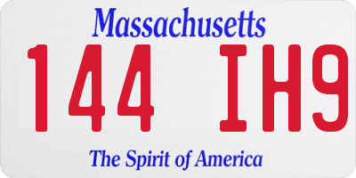 MA license plate 144IH9