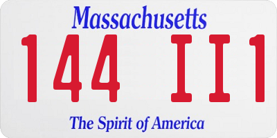 MA license plate 144II1