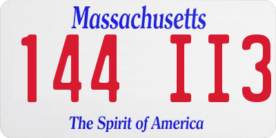 MA license plate 144II3