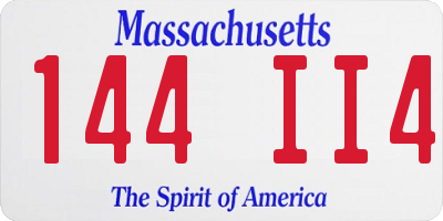 MA license plate 144II4