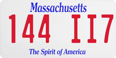 MA license plate 144II7
