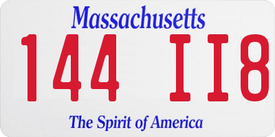 MA license plate 144II8