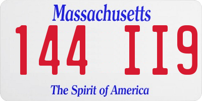 MA license plate 144II9
