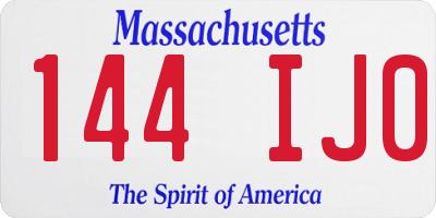 MA license plate 144IJ0