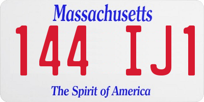 MA license plate 144IJ1