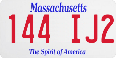 MA license plate 144IJ2