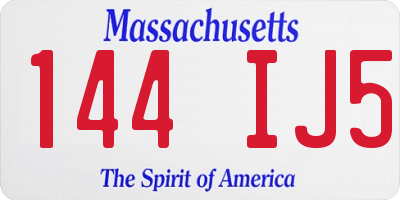 MA license plate 144IJ5
