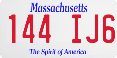 MA license plate 144IJ6