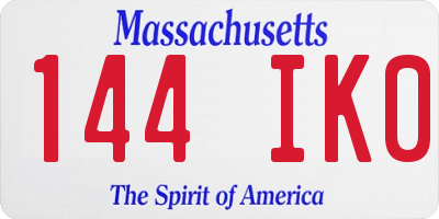 MA license plate 144IK0