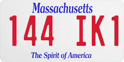 MA license plate 144IK1