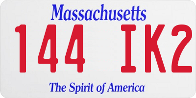 MA license plate 144IK2