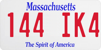 MA license plate 144IK4
