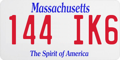 MA license plate 144IK6