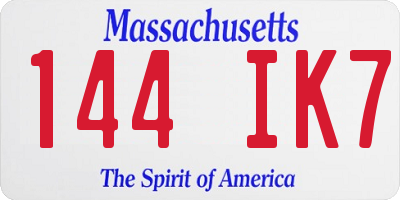 MA license plate 144IK7