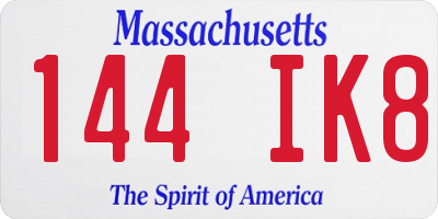 MA license plate 144IK8