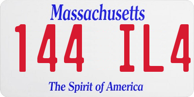 MA license plate 144IL4