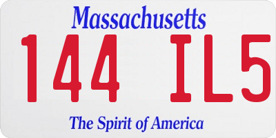 MA license plate 144IL5