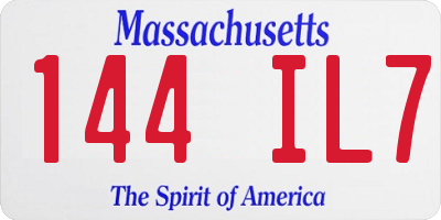 MA license plate 144IL7