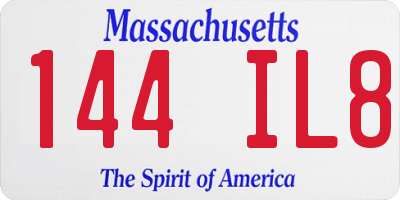 MA license plate 144IL8