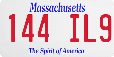 MA license plate 144IL9