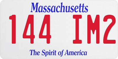 MA license plate 144IM2