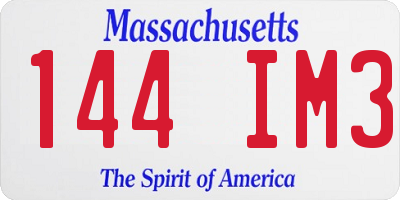 MA license plate 144IM3