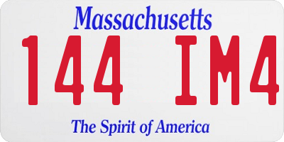 MA license plate 144IM4