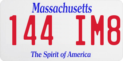 MA license plate 144IM8